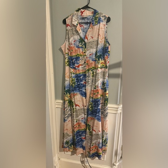 Hilo Hattie Blue and Green Maxi Dress - Picture 1 of 5